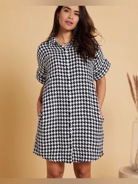 NWT Known Supply America Dress Houndstooth Black / Pearl White 2XL $89